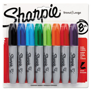 Sharpie® Chisel Tip Permanent Marker, Medium Chisel Tip, Assorted Colors, 8-set freeshipping - TVN Wholesale